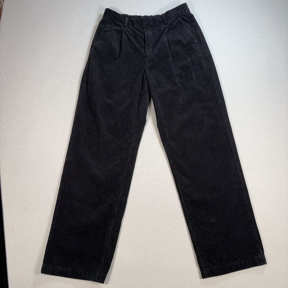 Muji Pleated Kapok-Cotton Corduroy Pants Men's M Black 29" Inseam Straight